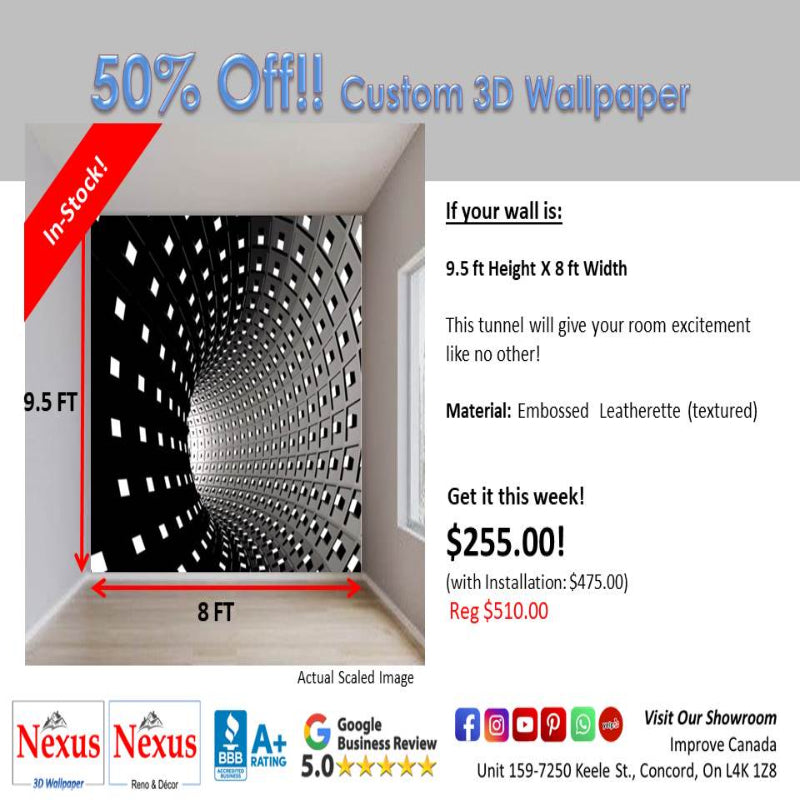 In-Stock Custom 3D Wallpaper Black Tunnel SKU# WAL0384